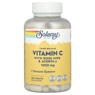 Solaray, Vitamina C de Liberação Programada com Rosa-Mosqueta e Acerola, 1.000 mg, 250 Comprimidos