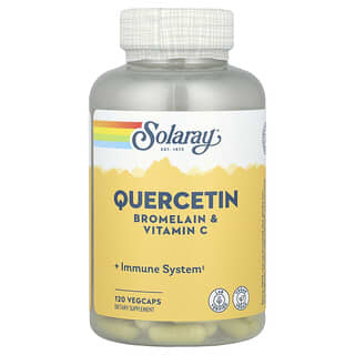 Solaray, Quercetina, Bromelaína e Vitamina C, 120 Cápsulas Veganas