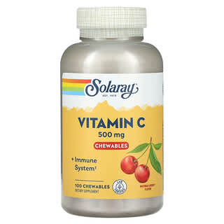 Solaray, Vitamin C Kunyah dengan Ceri Alami, 500 mg, 100 Tablet Kunyah