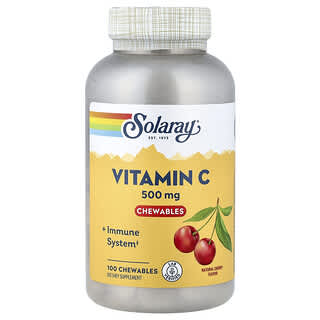 Solaray, Masticables con vitamina C, Cereza natural, 500 mg, 100 masticables