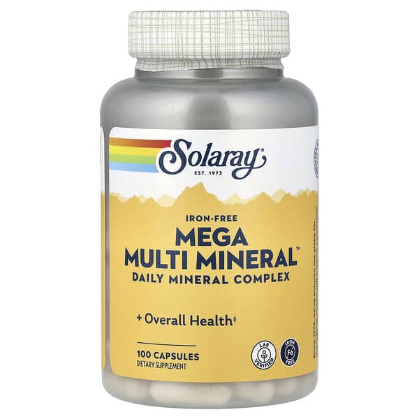 Solaray, 超過百萬種礦物質，不含鐵，100 粒膠囊
