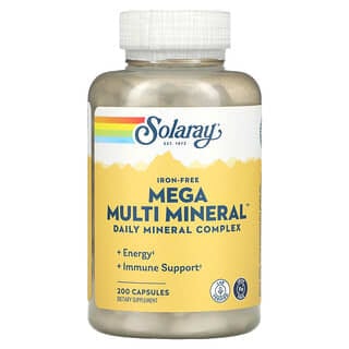Solaray, Mega Multi Mineral, Iron Free, 200 Capsules