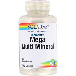 Solaray, Mega Multi Mineral, Iron Free, 200 Capsules