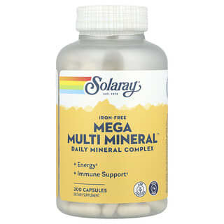 Solaray, Mega Multi Mineral, без железа, 200 капсул