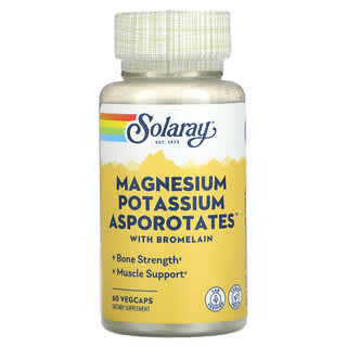 Solaray, Asporotates de magnésium et de potassium avec bromélaïne, 60 capsules végétales