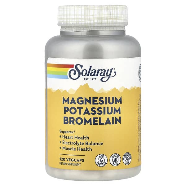 Solaray, Magnesium Potassium Bromelain, 120 VegCaps — product photo 1