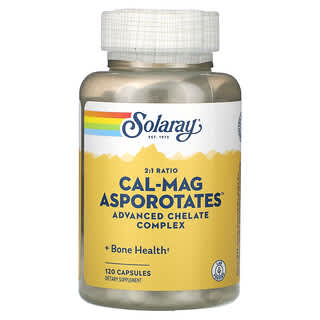 Solaray, Asporotates Cal-Mag w proporcjach 2:1, zaawansowany kompleks chelatowy, 120 kapsułek