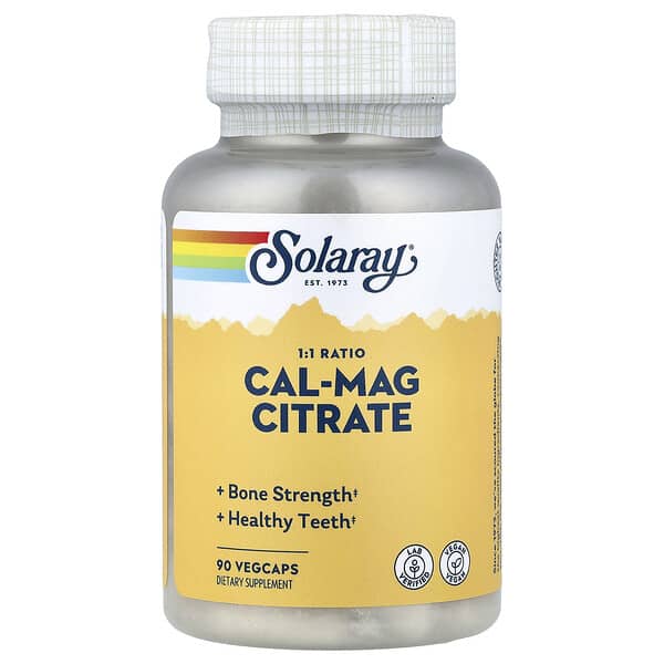 Solaray Cal-Mag Citrate, 1:1 Ratio, 90 VegCaps
