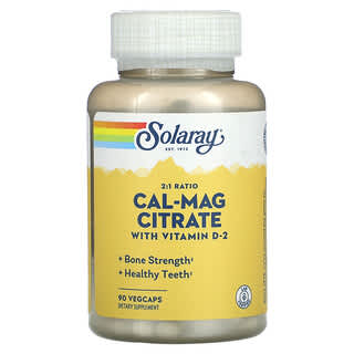 Solaray, Cal-Mag Citrate with Vitamin D-2, 2:1 Ratio, 90 VegCaps