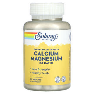 Solaray, Calcio y magnesio de absorción mejorada`` 90 cápsulas vegetales