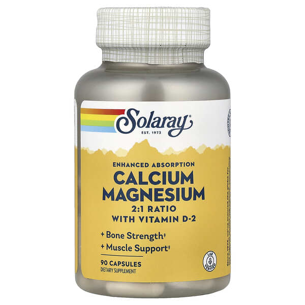 Solaray Enhanced Absorption, Calcium Magnesium, 90 Capsules