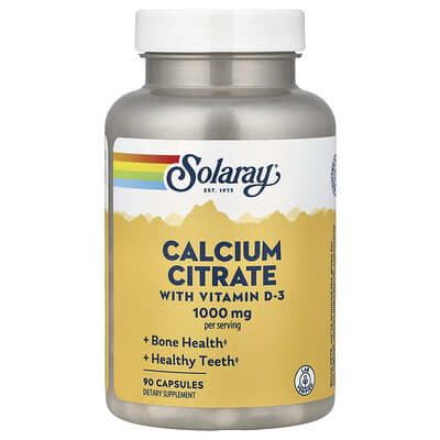 Solaray, Calcium Citrate with Vitamin D-3, 90 Capsules