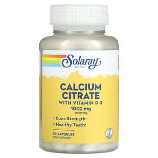Solaray, Calcium Citrate with Vitamin D-3, 1,000 mg, 90 Capsules
