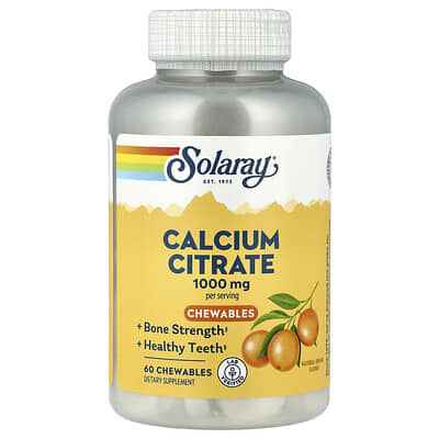 Solaray, Calcium Citrate Chewable Tablets, Natural Orange Flavor, 60 Tablets