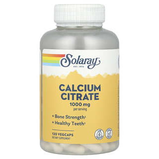 Solaray, Citrate de calcium, 1000 mg, 120 VegCaps (250 mg par capsule)