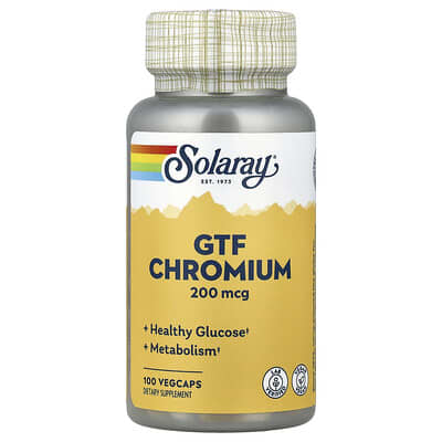 Solaray, GTF Chromium, 200 mcg, 100 VegCaps