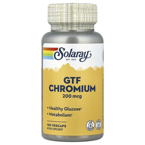 Solaray GTF Chromium, 200 mcg, 100 VegCaps