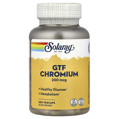 Solaray, GTF Chromium, 200 mcg, 200 Vegetarian Capsules