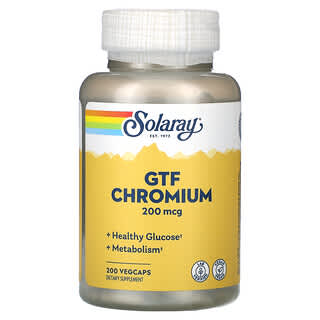 Solaray, Chrome GTF, 200 µg, 200 capsules végétales