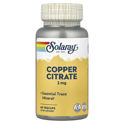 Solaray, Copper Citrate, 2 mg, 60 Vegetarian Capsules