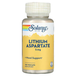 Solaray, Aspartato de litio, 5 mg, 100 cápsulas vegetales