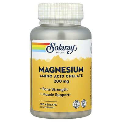 Solaray, Magnesium, 200 mg, 100 Vegetarian Capsules