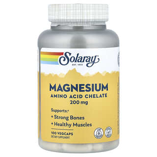 Solaray, Magnesio, 200 mg, 100 cápsulas vegetales