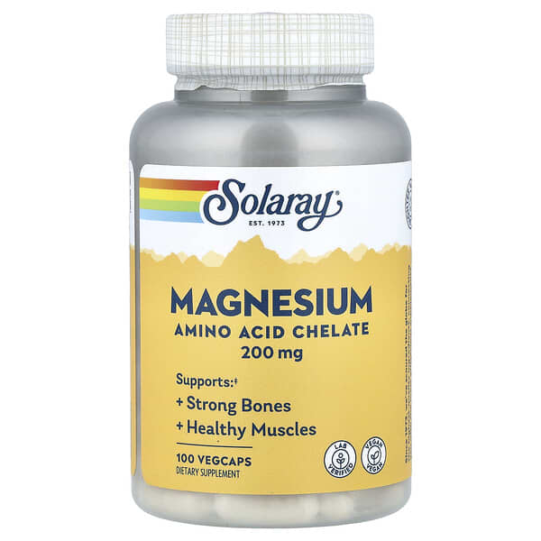 Solaray, Magnesio, 200 mg, 100 capsule vegetali