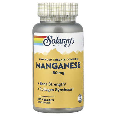 Solaray, Manganese, Advanced Chelate Complex, 50 mg, 100 Vegetarian Capsules