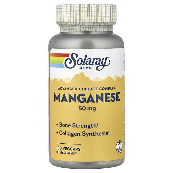 Solaray, 망간, 고급 킬레이트 복합체, 50mg, 베지 캡슐 100정