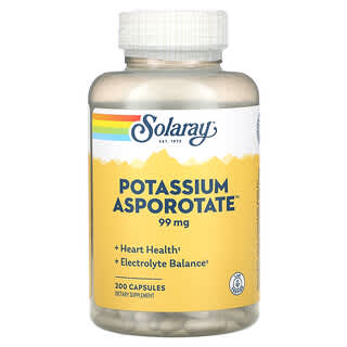 Solaray, Asporotato de Potássio, 99 mg, 200 Cápsulas