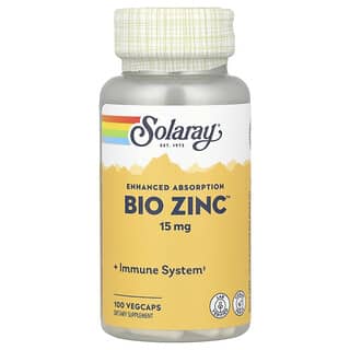 سولاراي‏, Bio Zinc ™ ، 15 ملجم ، 100 كبسولة نباتية