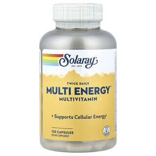 Solaray, To ganger daglig, Multienergi, Multivitamin, Jernfri, 120 kapsler