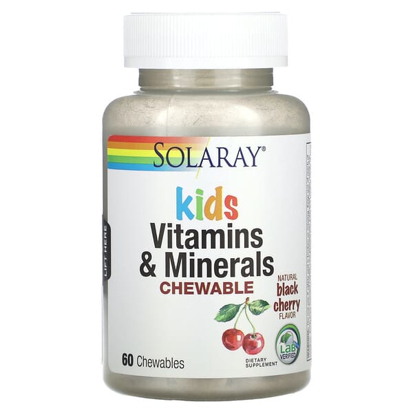 Solaray, Kids Vitamins & Minerals Chewable, Natural Black Cherry, 60