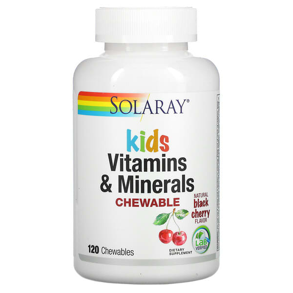 Solaray, Kids Vitamins & Minerals, Chewable, Natural Black Cherry, 120 Chewables