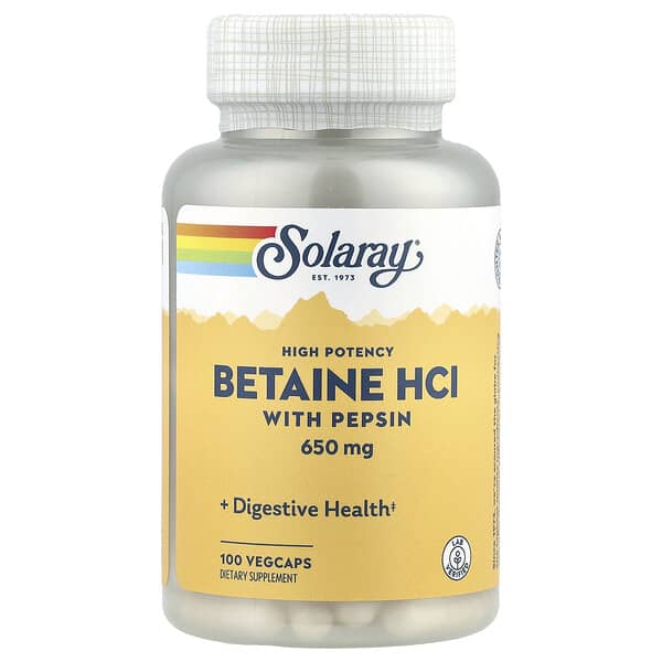 High Potency Betaine HCl with Pepsin, 100 VegCaps