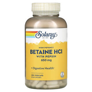 Solaray, 高效甜菜鹼鹽酸鹽，含胃蛋白酶，650 毫克，250 粒素食膠囊