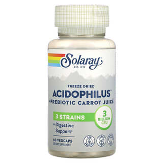 Solaray, Freeze Dried Acidophilus + Prebiotic Carrot Juice, 3 Billion CFU, 60 VegCaps