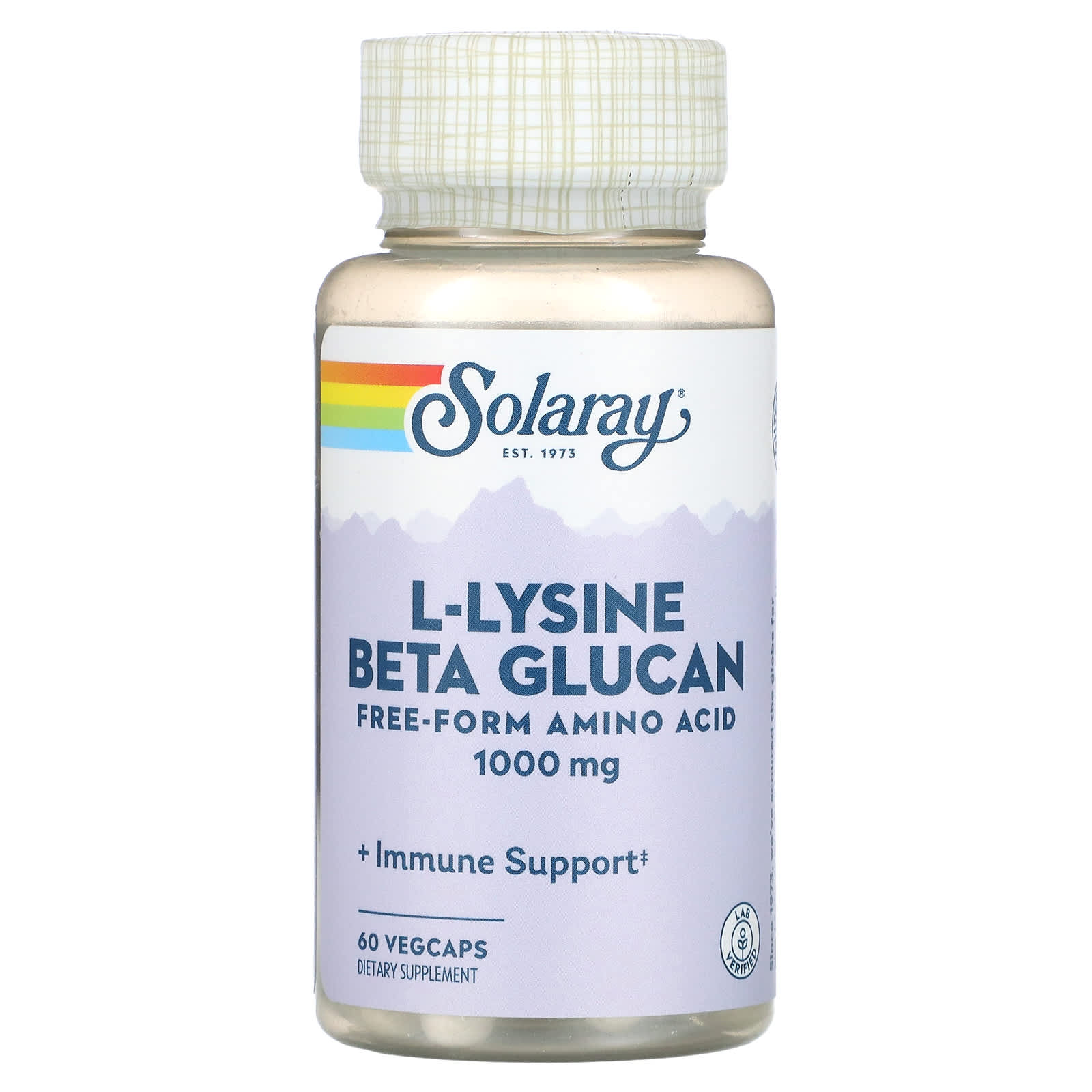 Solaray, LLysine Beta Glucan, 1,000 mg, 60 VegCaps (500 mg per Capsule)