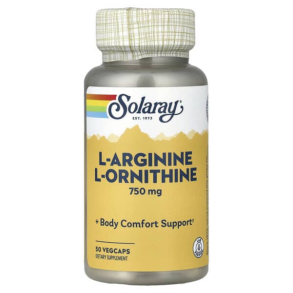 Solaray, L-Arginin L-Ornithin, 750 mg, 50 pflanzliche Kapseln