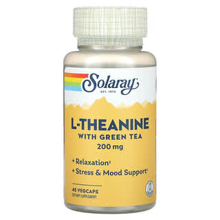 Solaray, L-теанин с зеленым чаем, 200 мг, 45 вегетарианских капсул