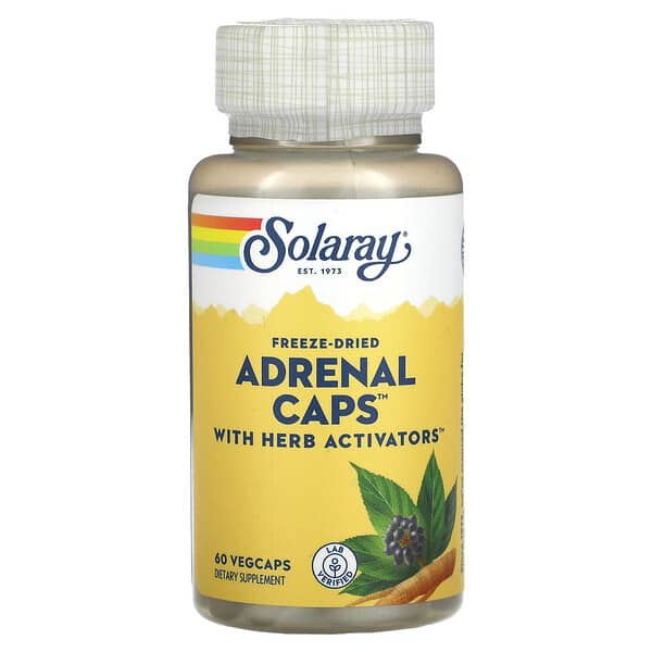 Solaray, 동결 건조 Adrenal Caps, Herb Activators 함유, 베지 캡슐 60정