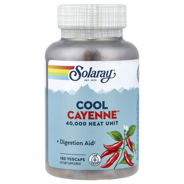 Solaray Cool Cayenne™, 180 VegCaps (300 mg per Capsule)