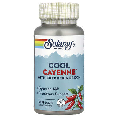 Solaray, Cool Cayenne™ with Ruscus, 90 Vegetarian Capsules