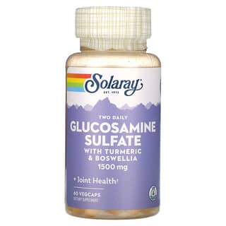 Solaray, сульфат глюкозамина, с куркумой и босвеллией, 1500 мг, 60 растительных капсул (750 мг в 1 капсуле)