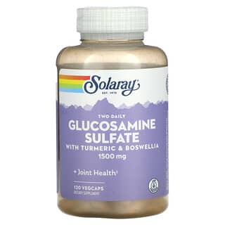 Solaray, Deux sulfates de glucosamine par jour avec curcuma et boswellie, 1 500 mg, 120 capsules végétariennes