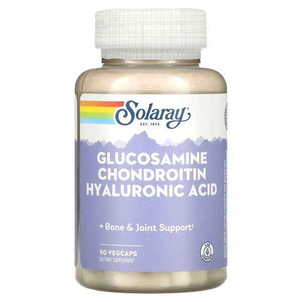Solaray, Glicosamina, Condroitina, Ácido Hialurônico, 90 VegCaps