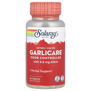 Solaray, One Daily GarliCare, 60 таблеток, покрытых кишечнорастворимой оболочкой