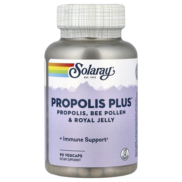 Solaray, Propolis Plus，蜂膠、蜂花粉和蜂統領漿，90 粒素食膠囊