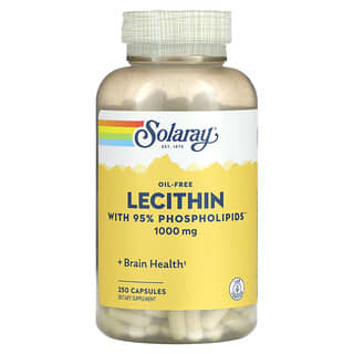 Solaray, Lecitina, Sem Óleo, 1.000 mg, 250 Cápsulas (500 mg por Cápsula)